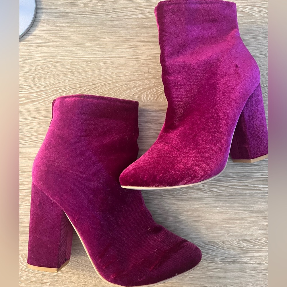 COPY - Hot pink velvet booties!